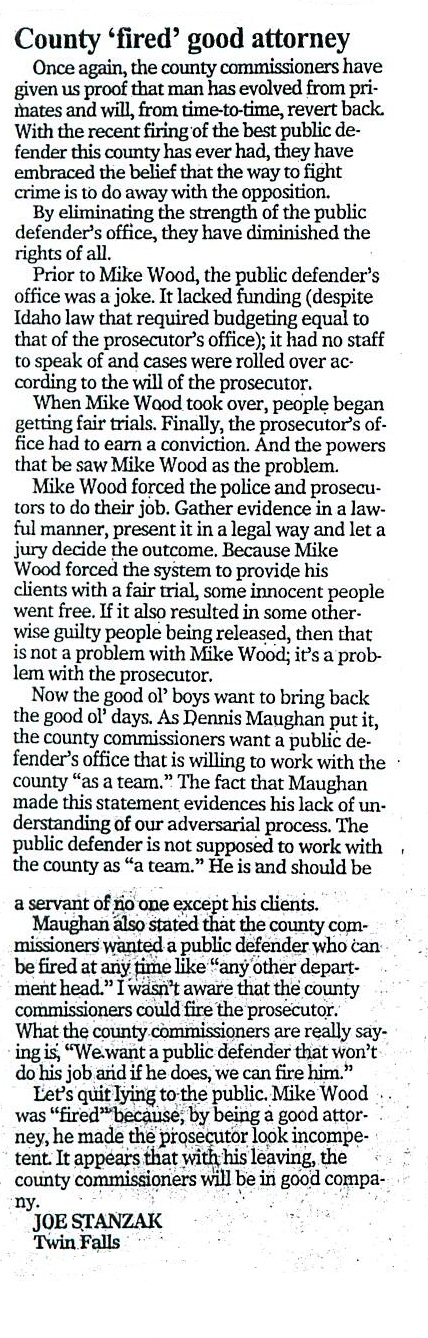 Letter to the Editor in support of Mike Wood